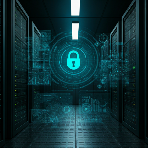 Visualização futurista de cibersegurança